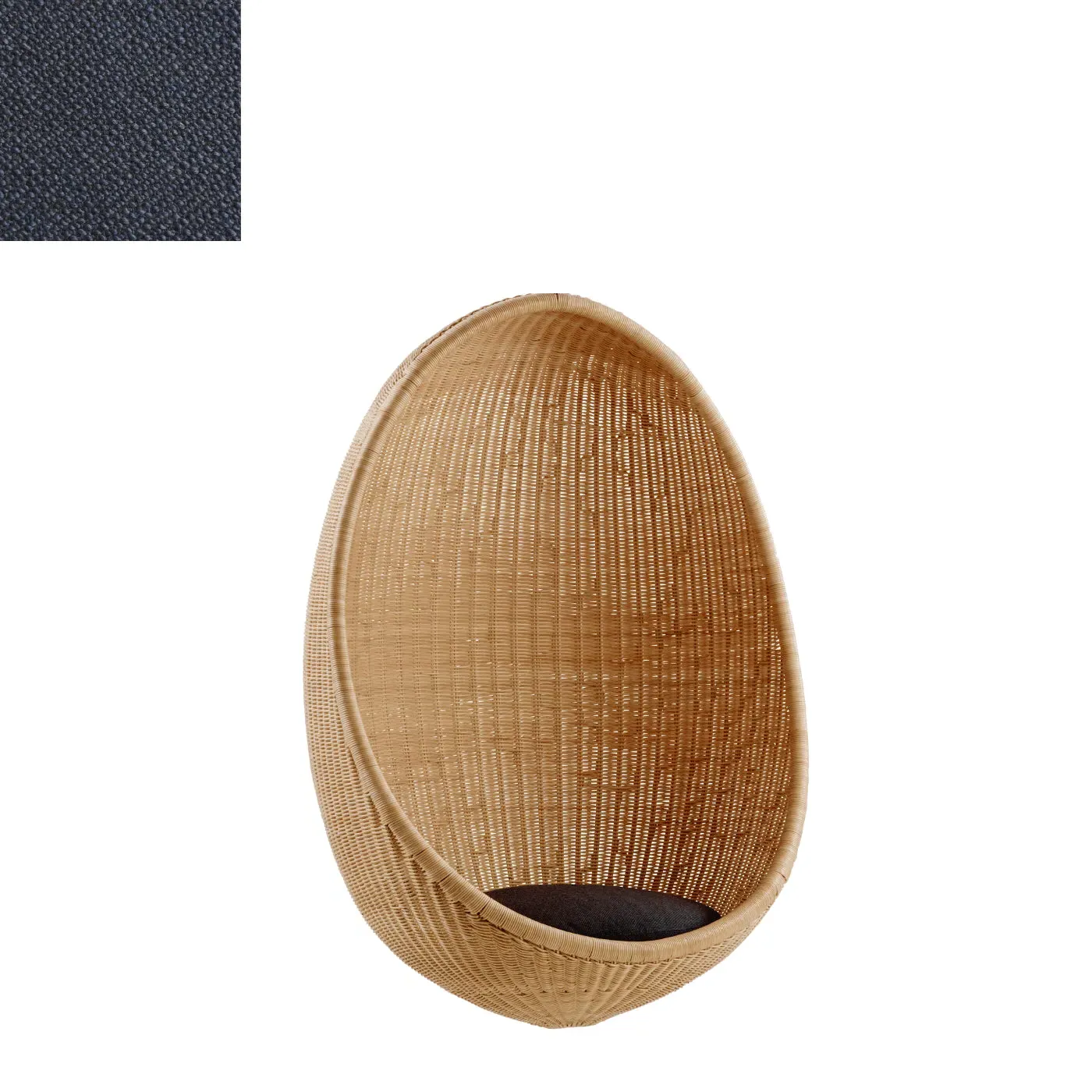 Egg-Shaped Hanging Chair - Dark Blue, Rattan