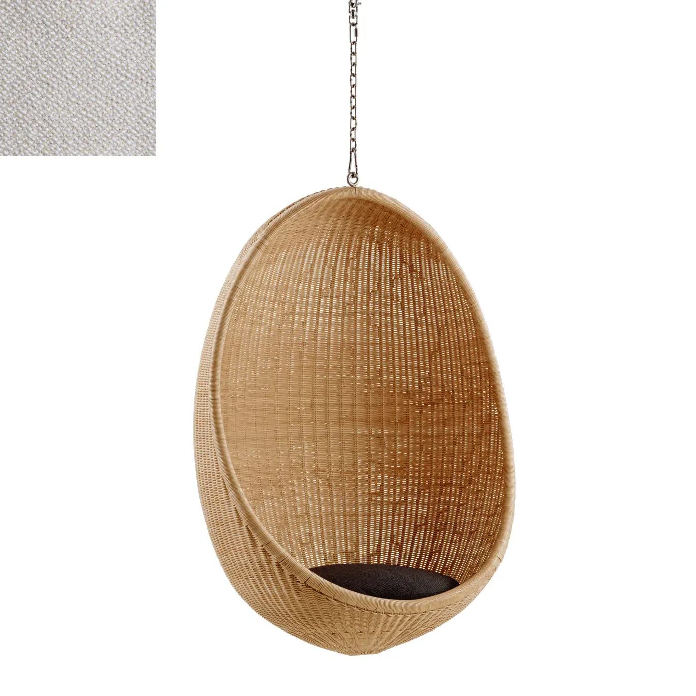 Egg-Shaped Hanging Chair with Chain - Sand, Rattan