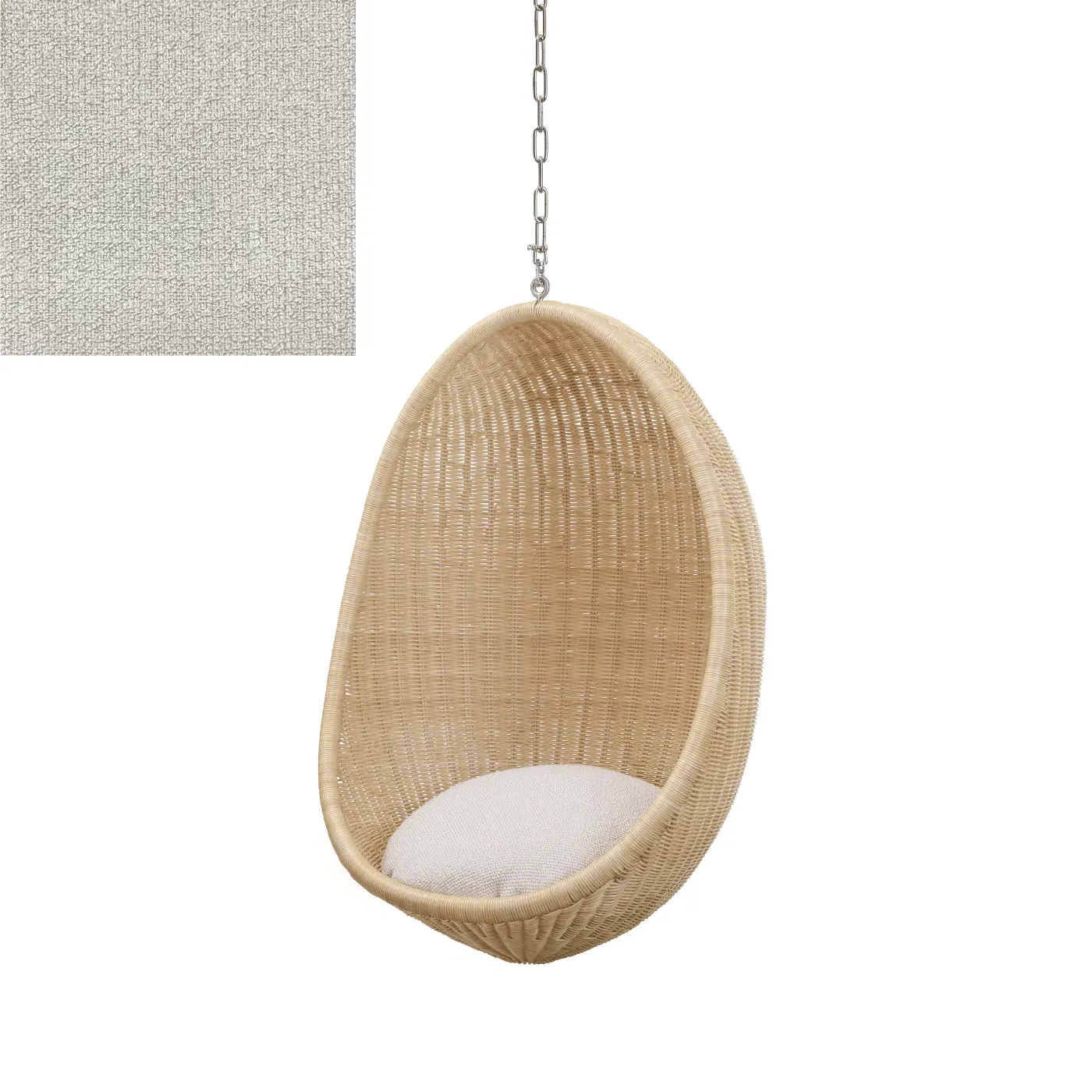 Hanging Egg Chair Junior with Chain - Crumble White, Rattan