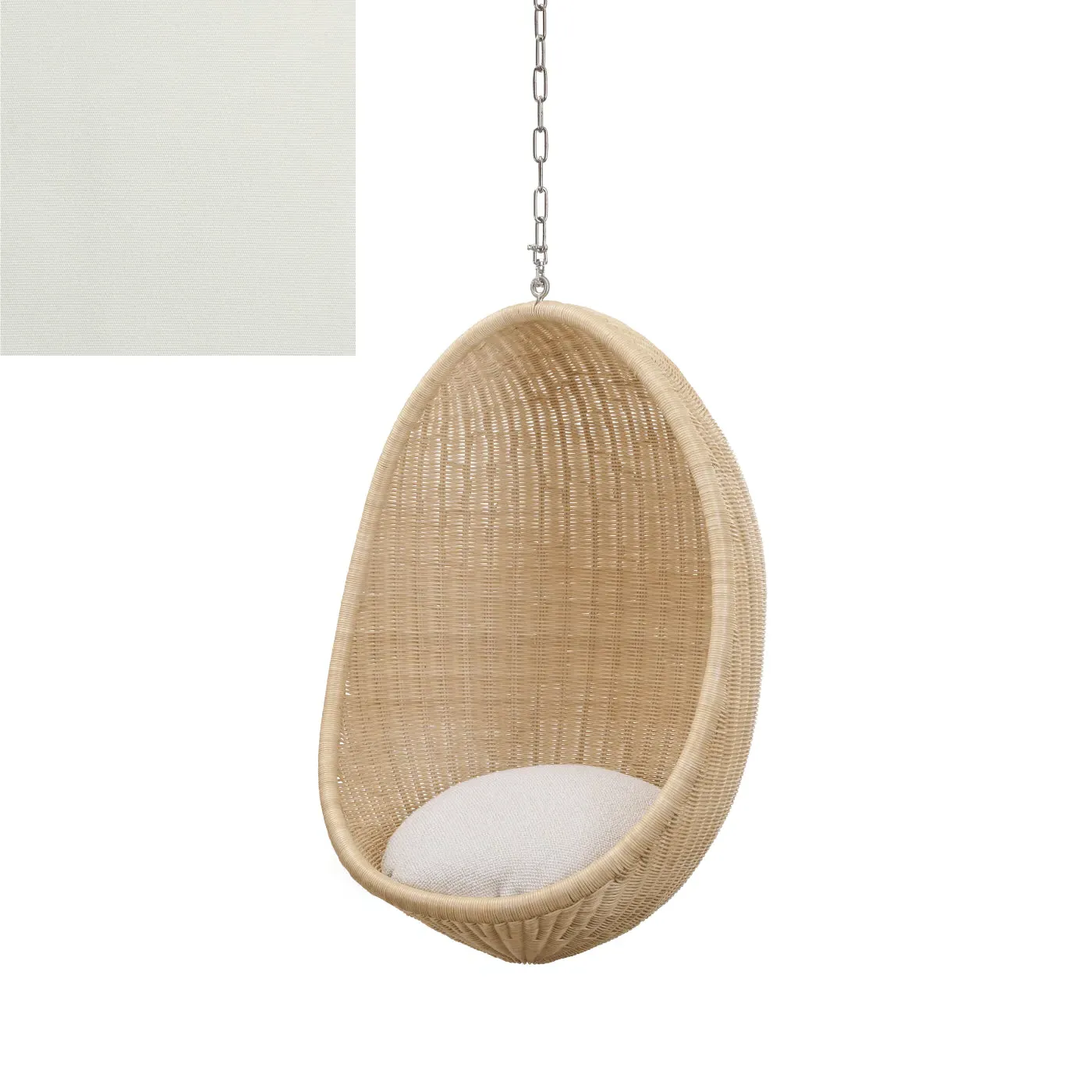 Junior Egg Chair with Chain - White, Rattan