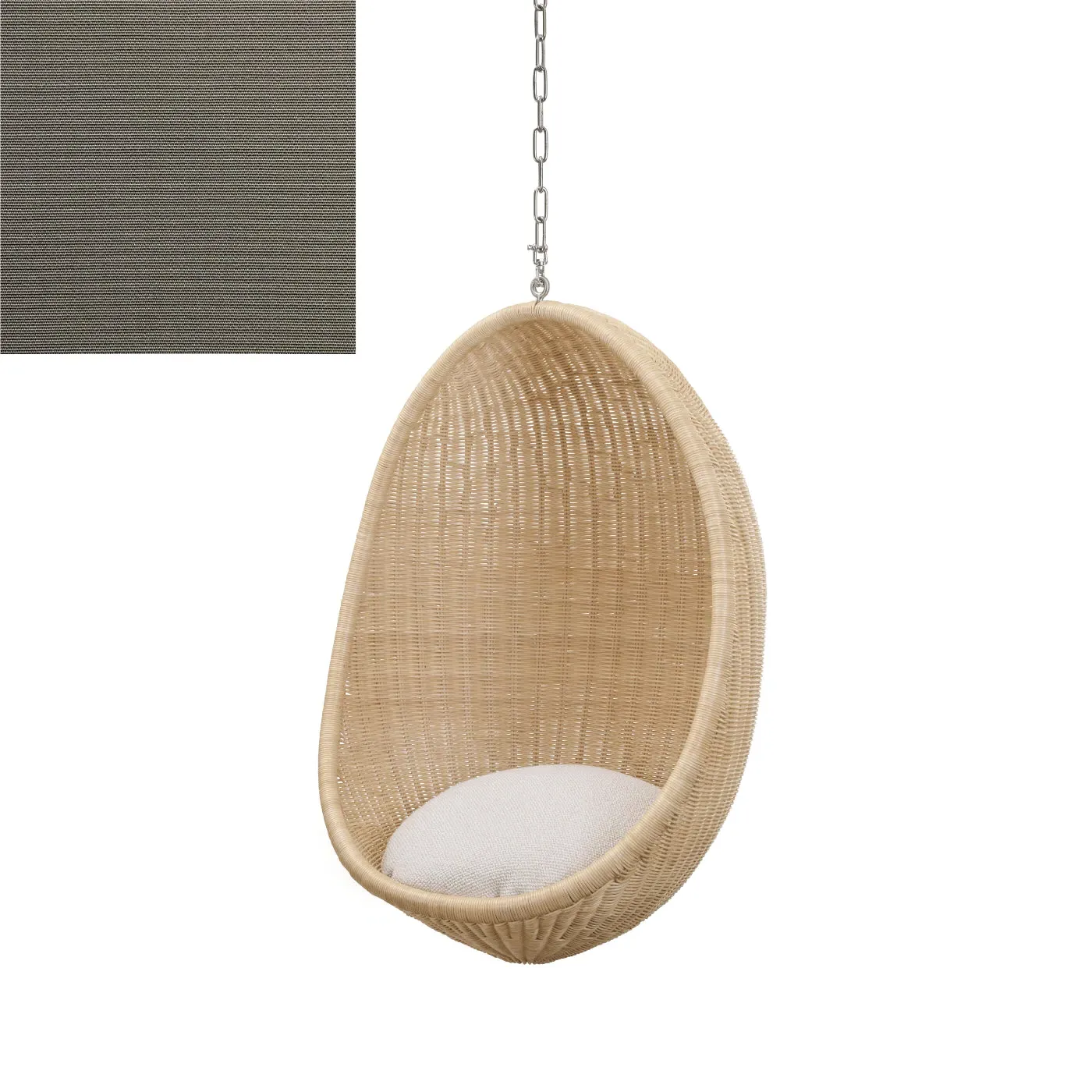 Junior Egg Hanging Chair with Chain - Taupe, Rattan