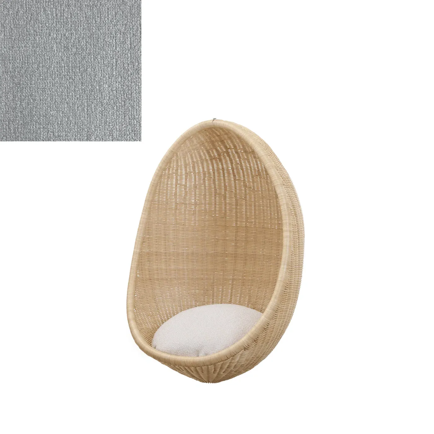 Junior Egg-Shaped Hanging Chair - Grey, Rattan image