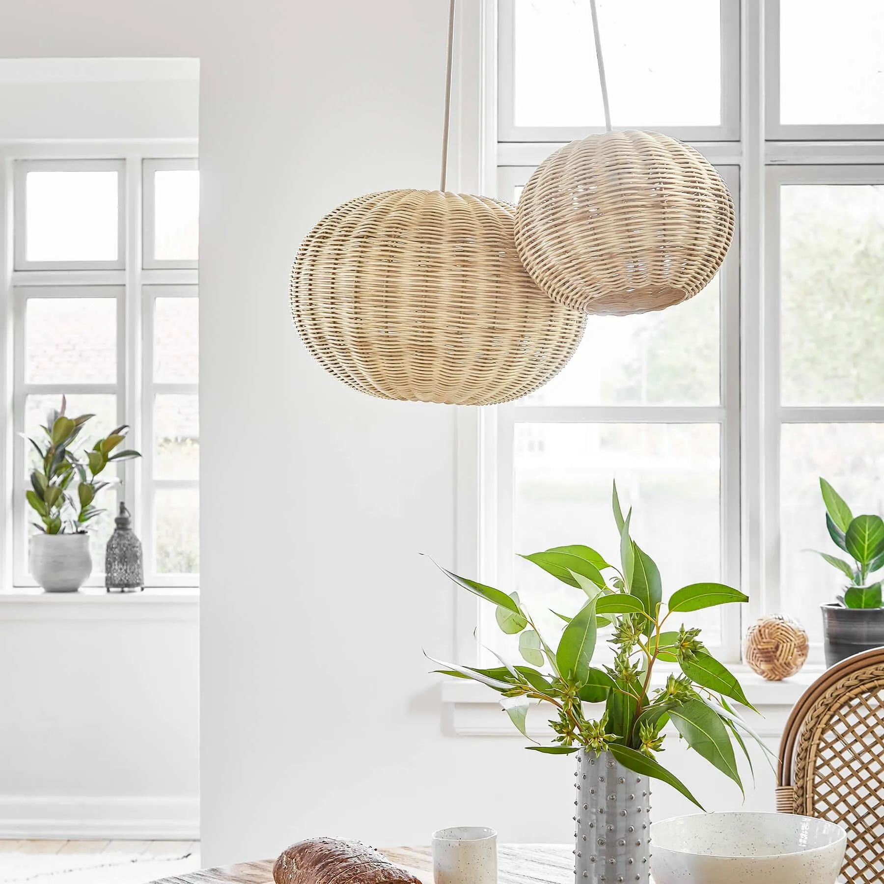 Large Pendant Lampshade - Natural, Rattan