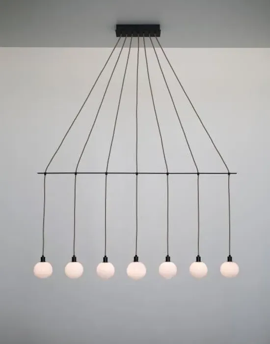 7-Light Linear Chandelier - Clear, Brass