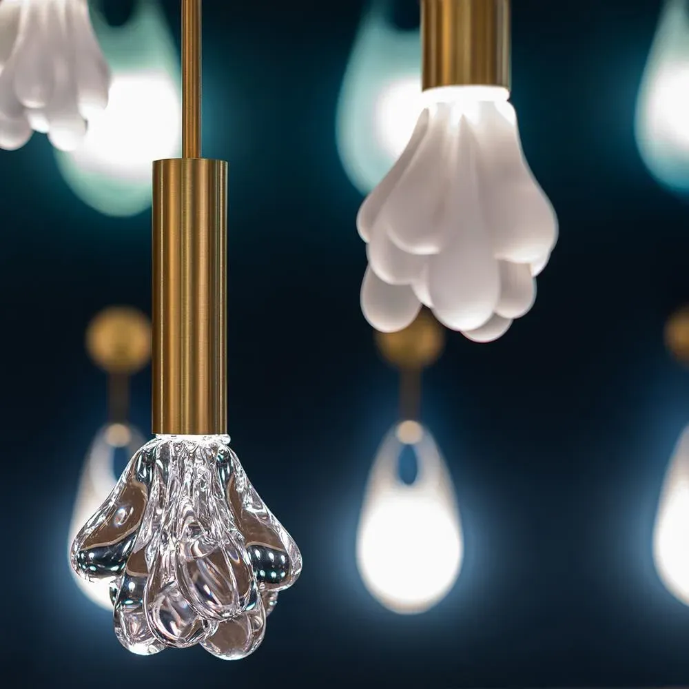 90cm Pendant Light - Brushed Brass, Glass