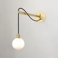 Drape Wall Light - Brushed Brass, White Glass