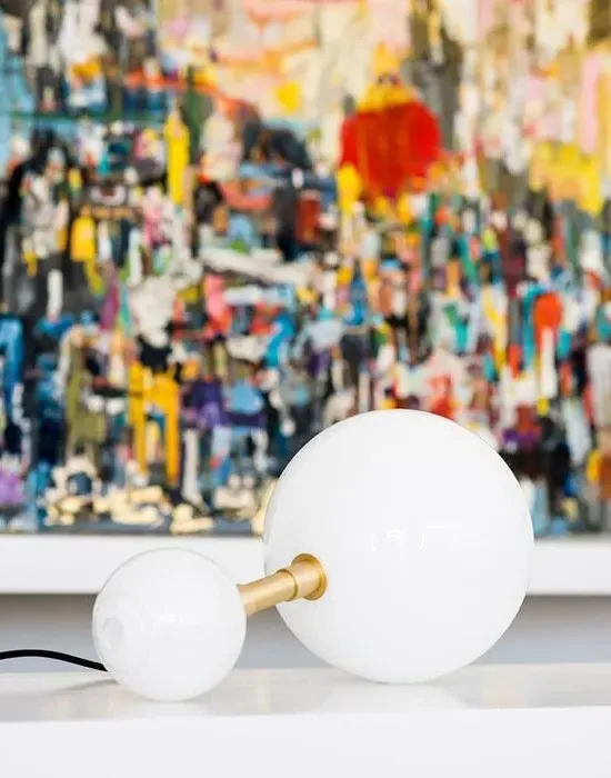 Twice Table Lamp - Dark Oxidized, White Glass