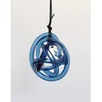 Wrap 30cm Pendant Light - Brushed Brass, Steel Blue Glass