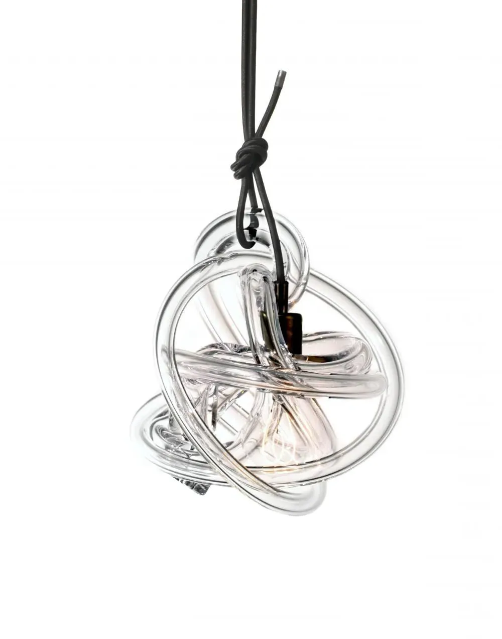 Wrap 60cm Pendant Light - Brushed Brass, Steel Blue Glass