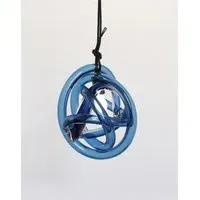 Wrap 60cm Pendant Light - Brushed Brass, Steel Blue Glass