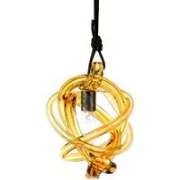Wrap 90cm Pendant Light - Brushed Brass, Amber Glass