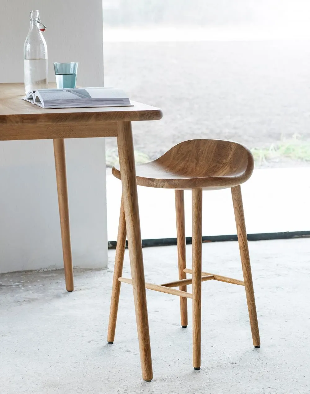 Bar Height Stool - Oak, Solid Wood
