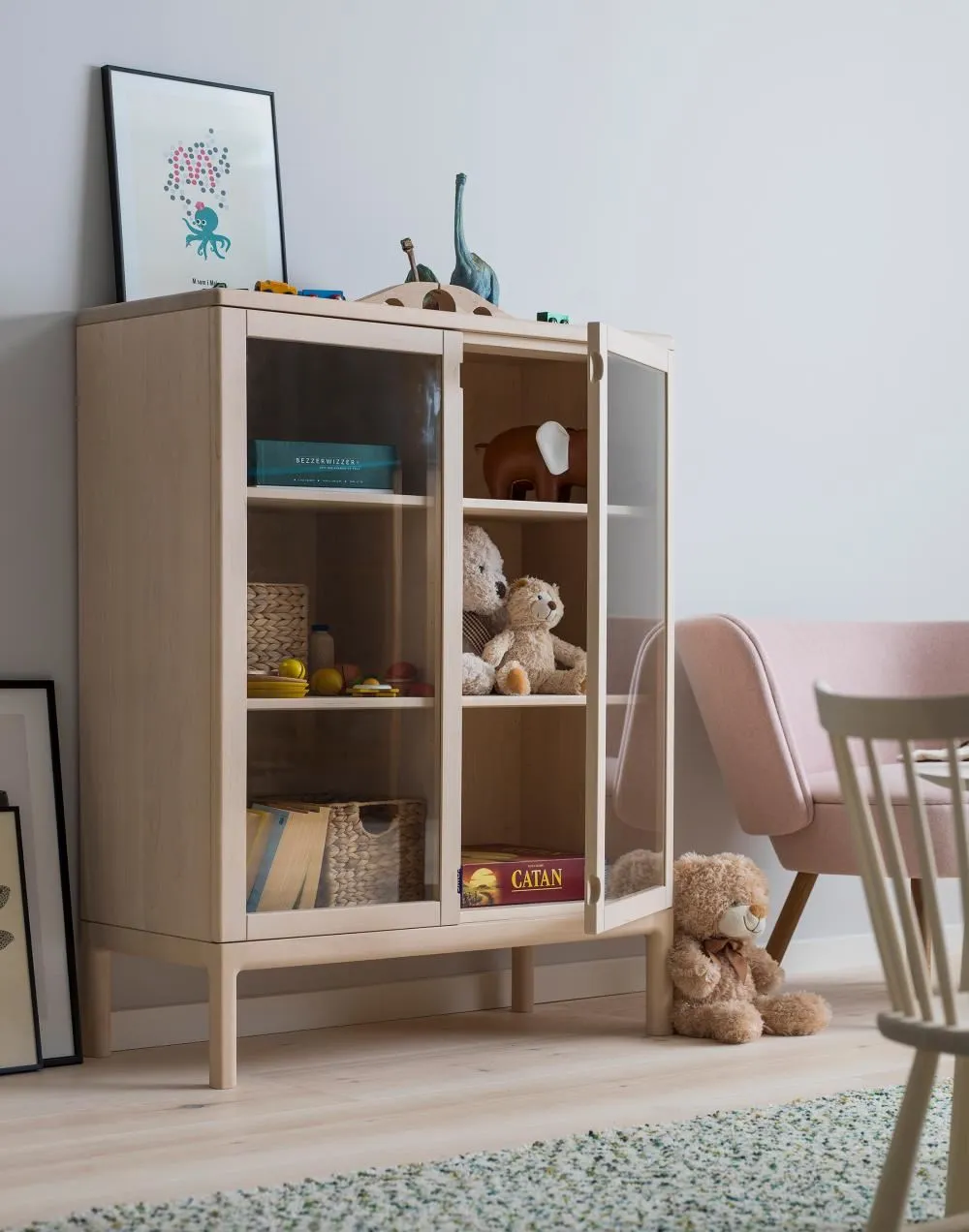 High Cabinet with Glass Doors - Birch