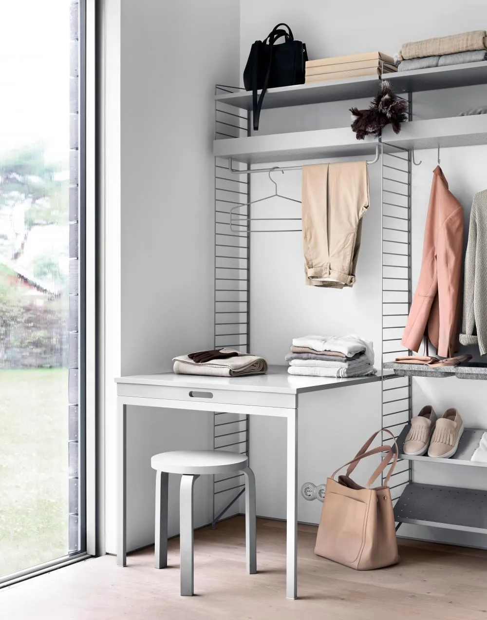 Folding Table with Shelf Mount - Black, Wood