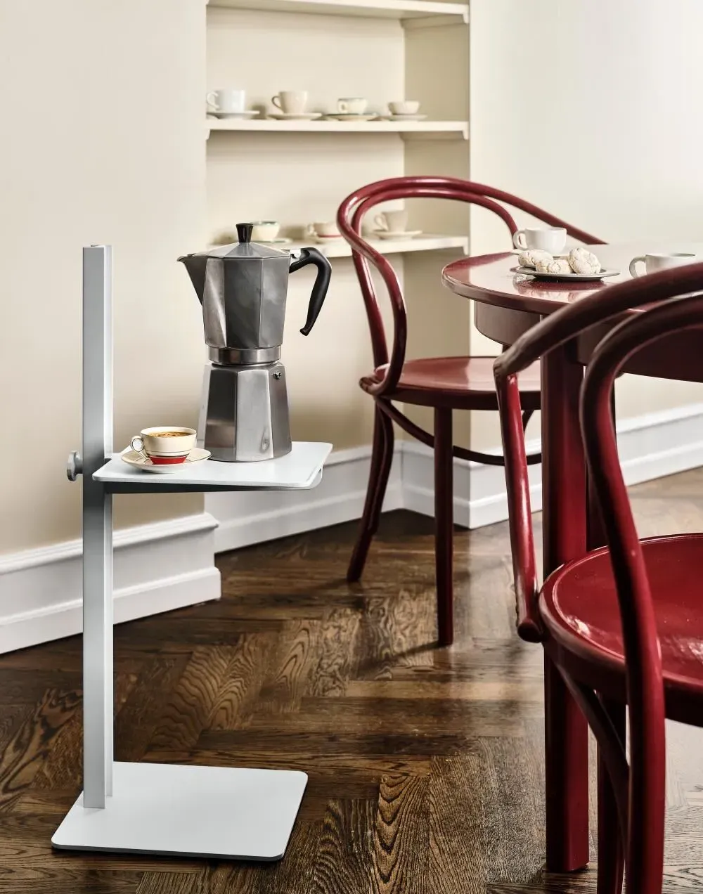 Height-Adjustable Side Table - Orange, Aluminium