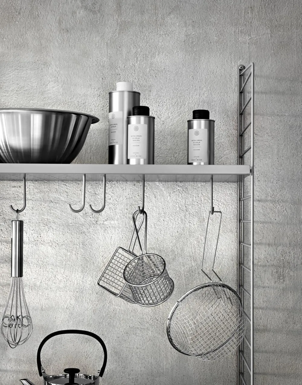 String Hooks for Metal Shelves - Black