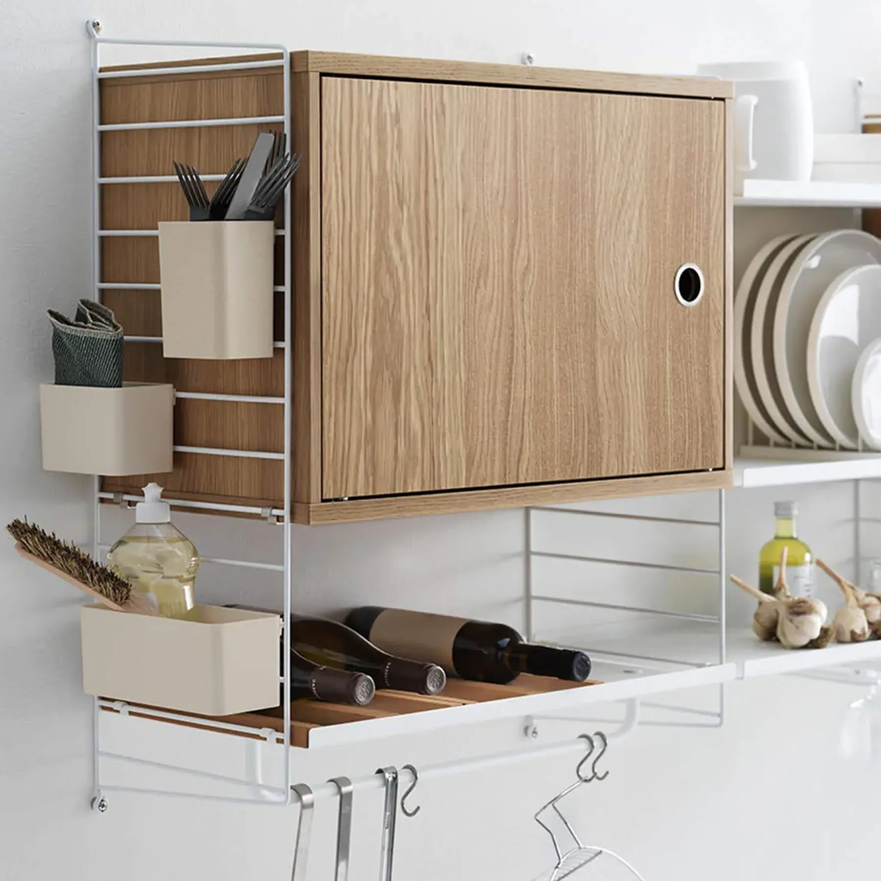 String System Cabinet with Swing Door - Black Ash