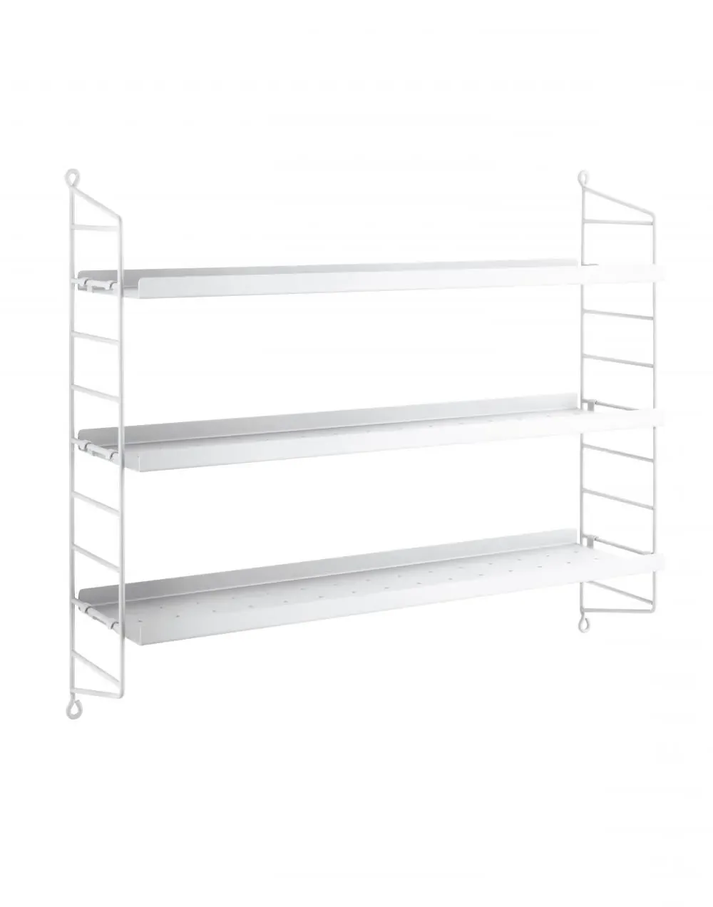Wall Shelving System with Wire Panels - White, Metal image