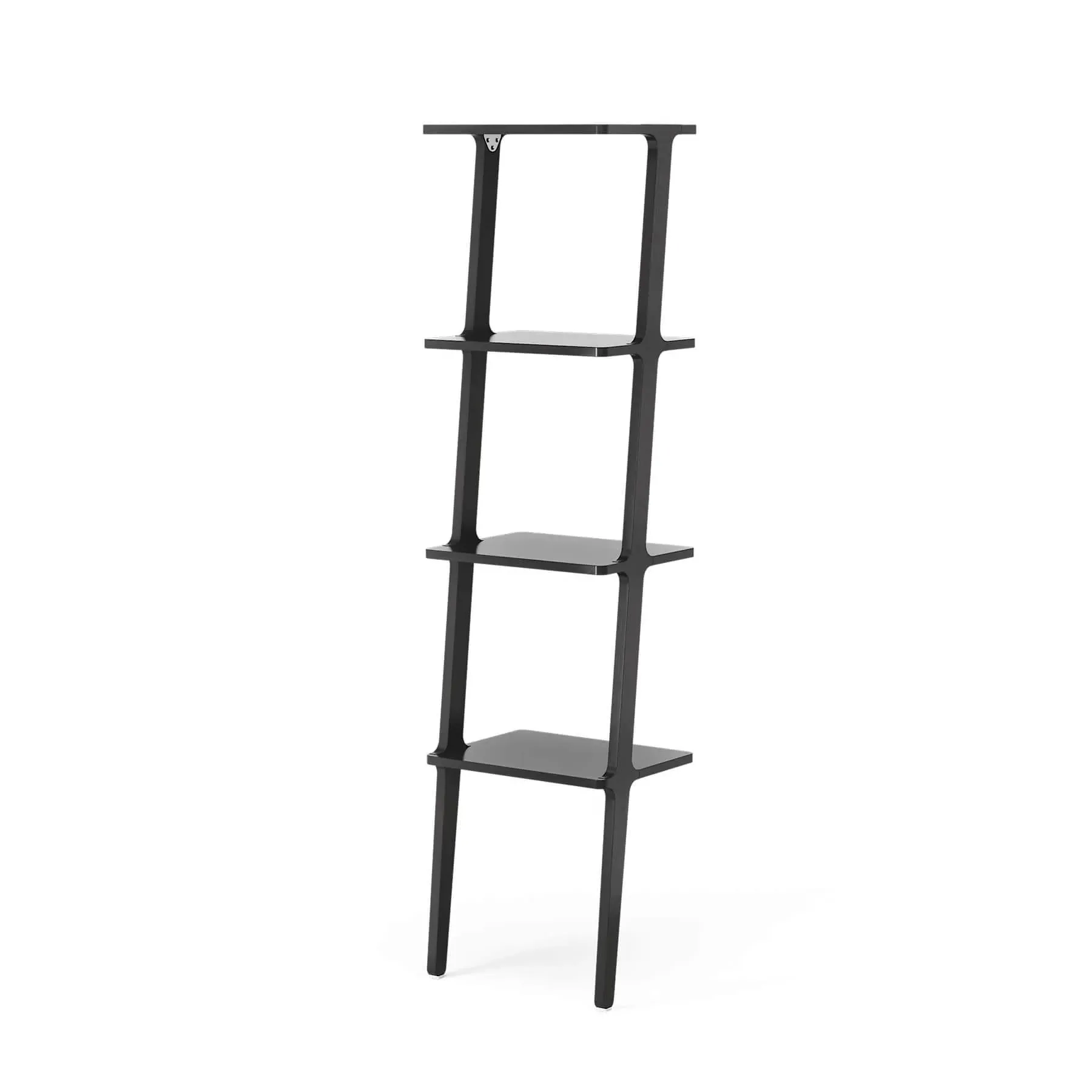 4-Shelf Leaning Bookshelf - Black, Ash Wood image