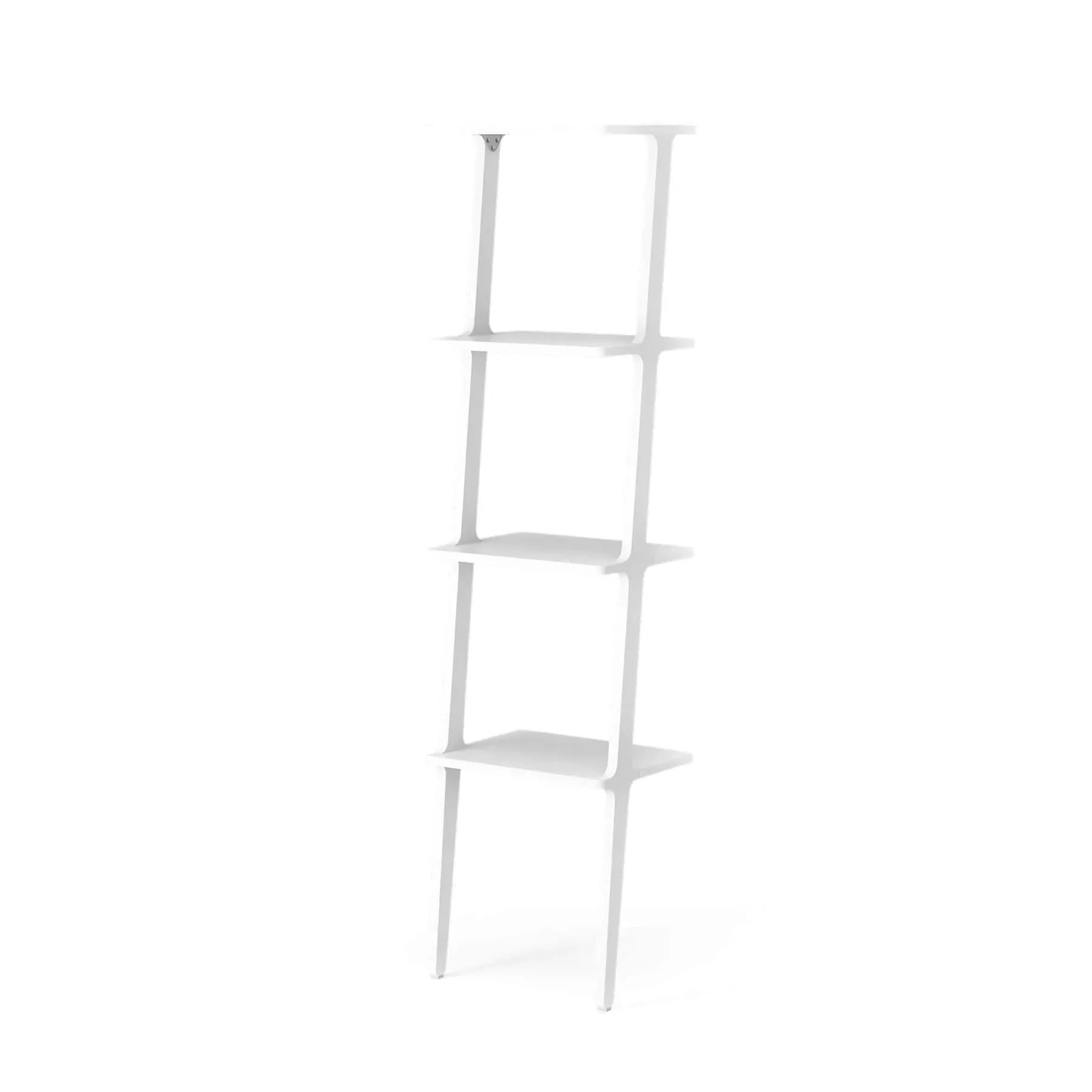 4-Shelf Leaning Bookshelf - White, Ash Wood
