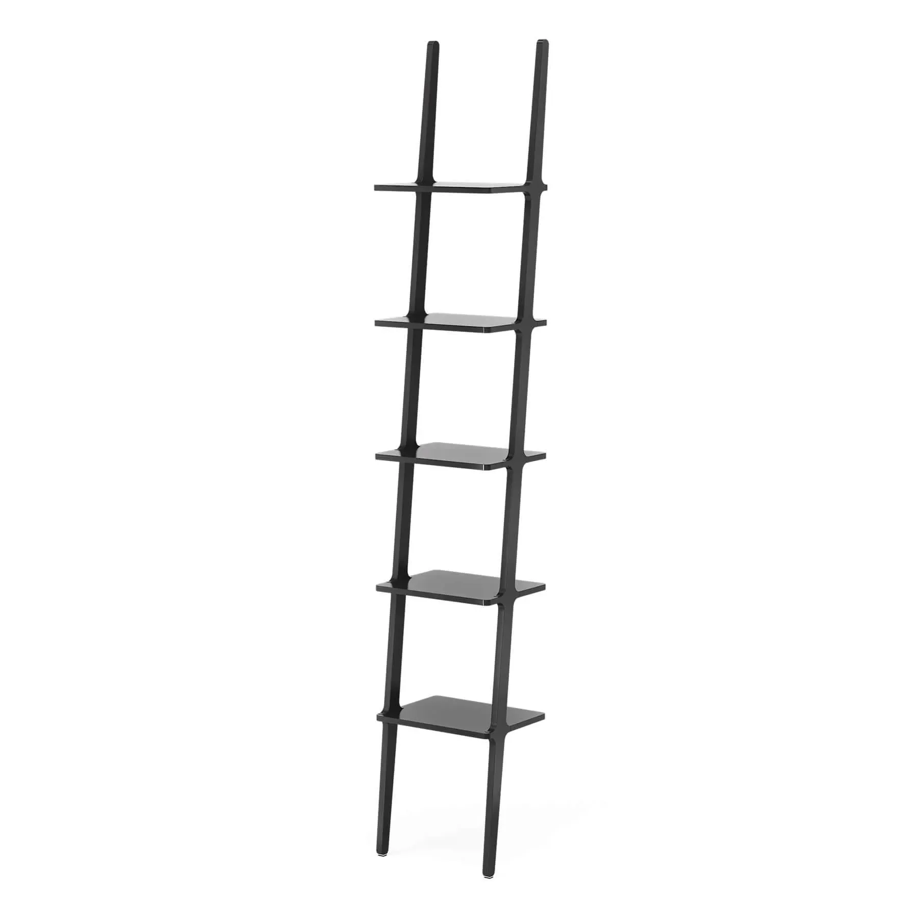 5-Shelf Leaning Bookshelf - Black, Ash image