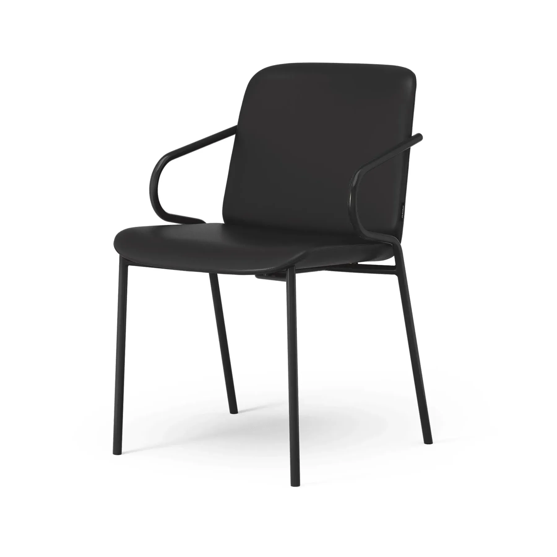 Amstelle Armchair - Soft Black Leather, Black Steel