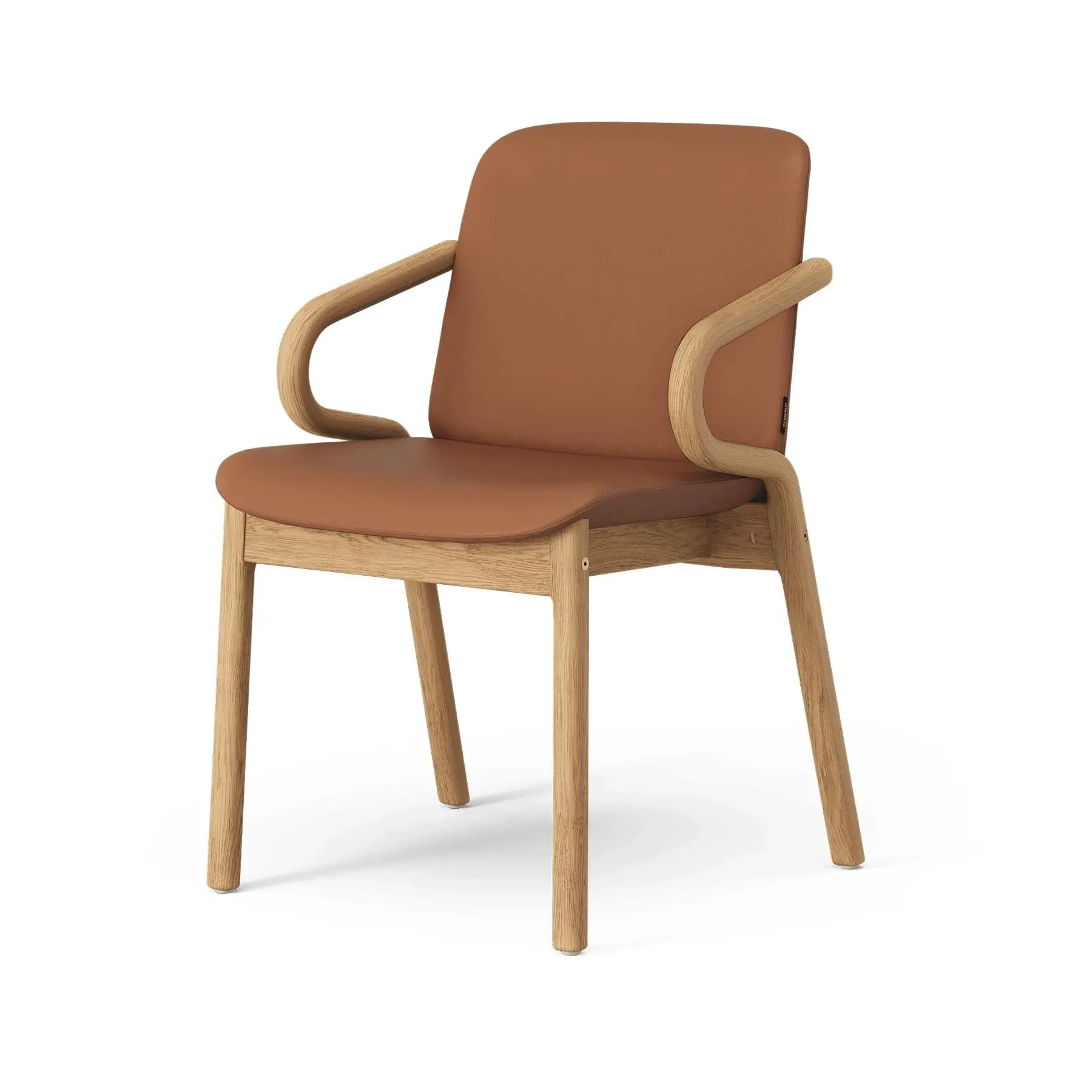 Amstelle Armchair with Wooden Legs - Cognac, Leather