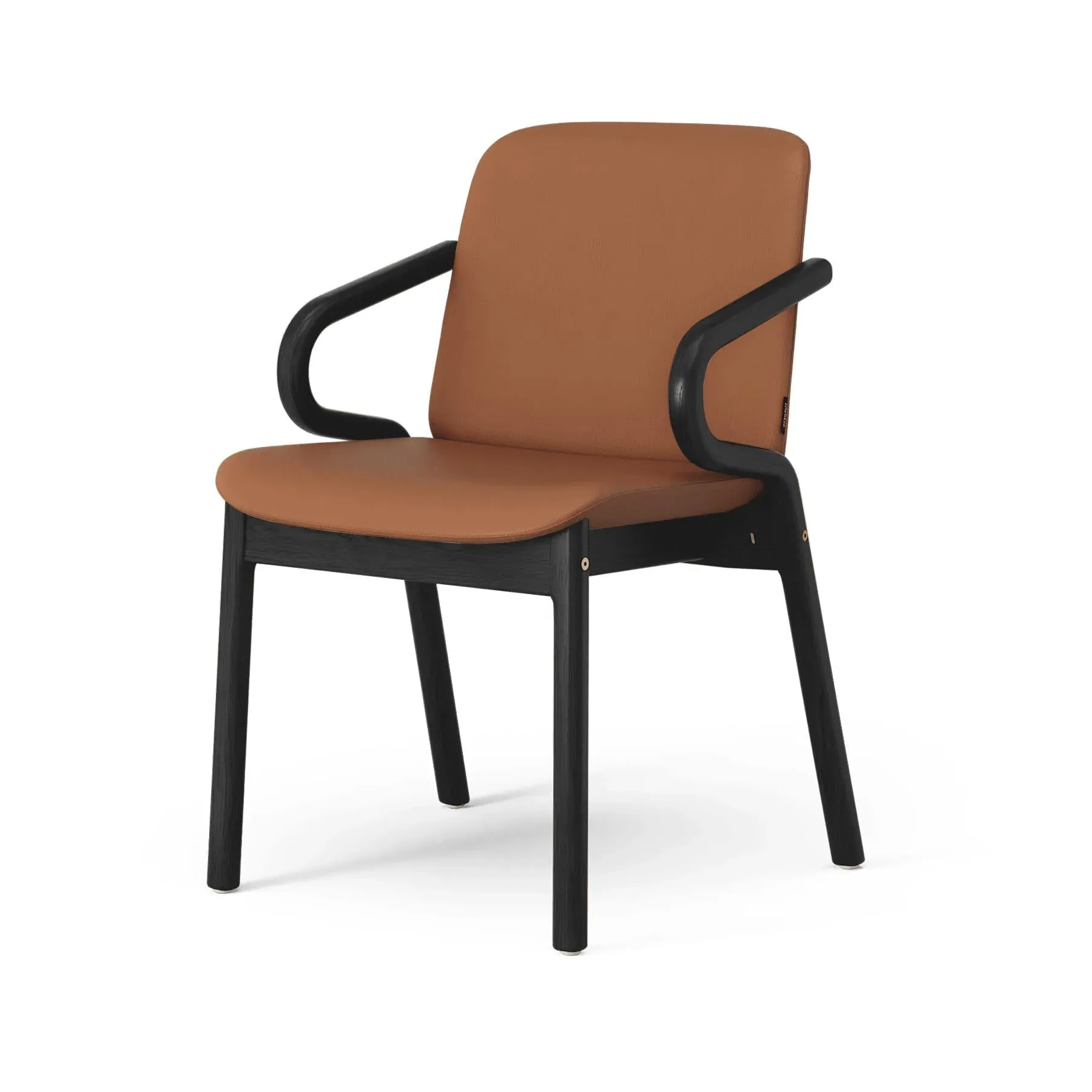 Amstelle Armchair with Wooden Legs - Cognac, Leather