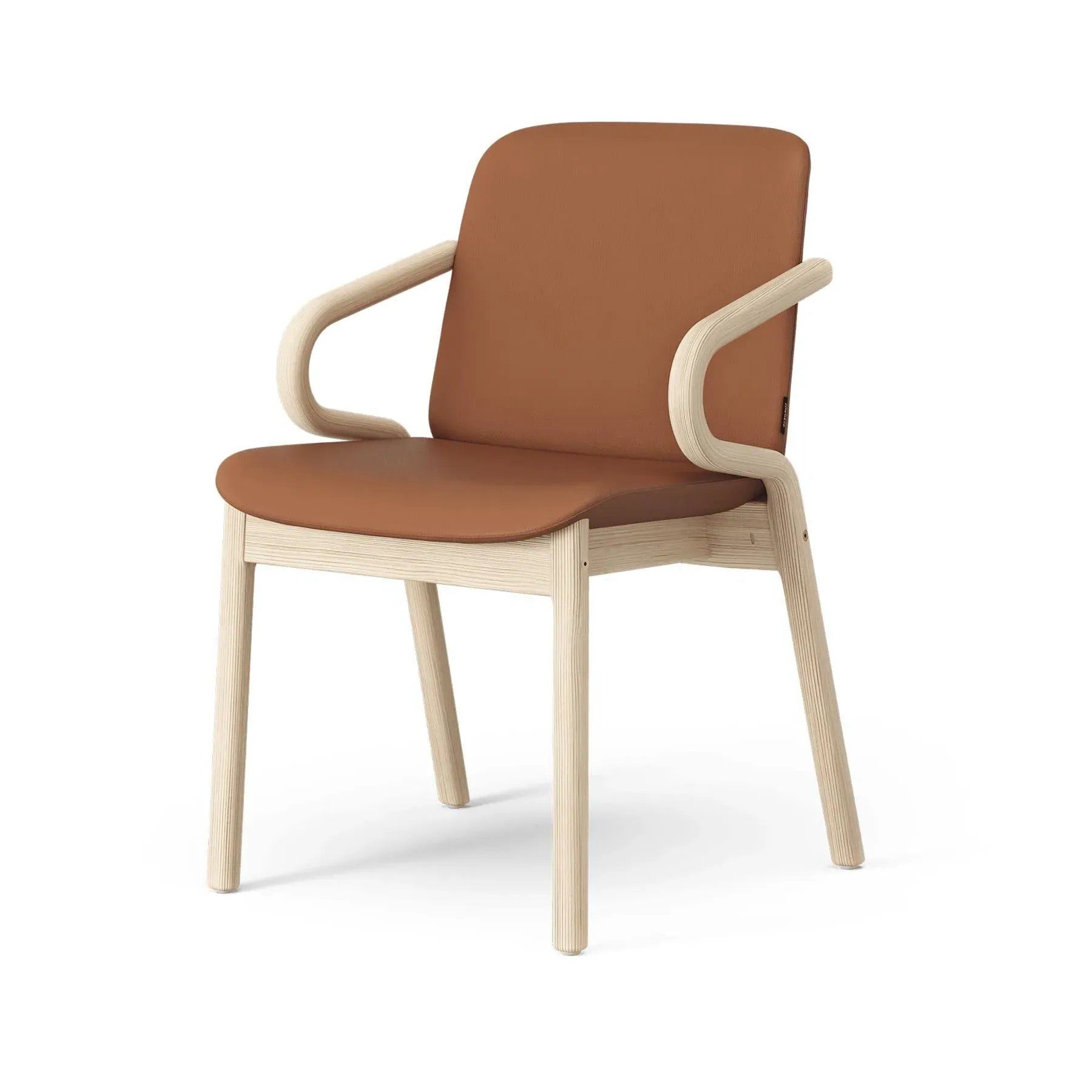 Amstelle Armchair with Wooden Legs - Cognac, Leather image
