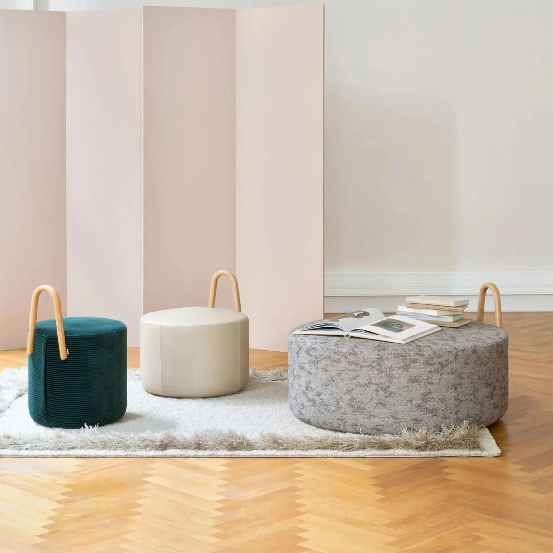 Amstelle Large Pouf - Barnum 13, Oiled Oak