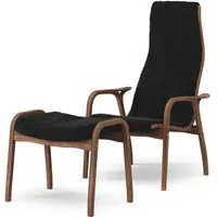 Easy Chair Set with Footstool - Black, Walnut