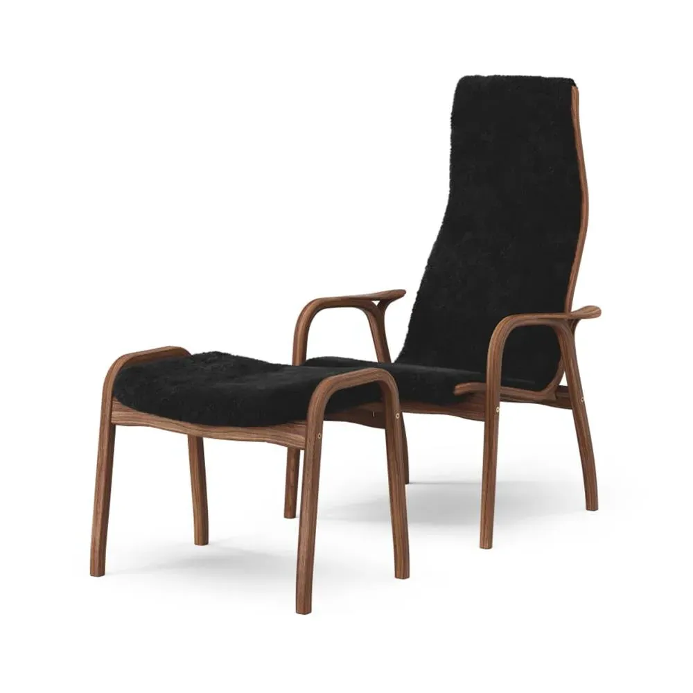 Easy Chair Set with Footstool - Black, Walnut