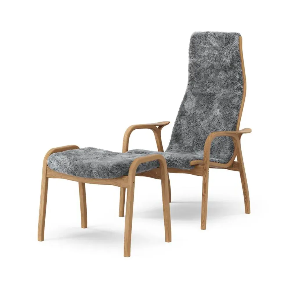 Easy Chair Set with Footstool - Grey, Oak