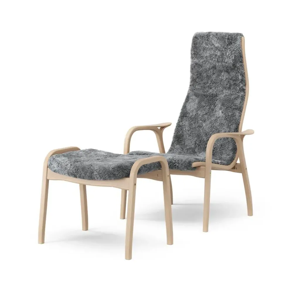 Easy Chair with Footstool - Grey, Beech