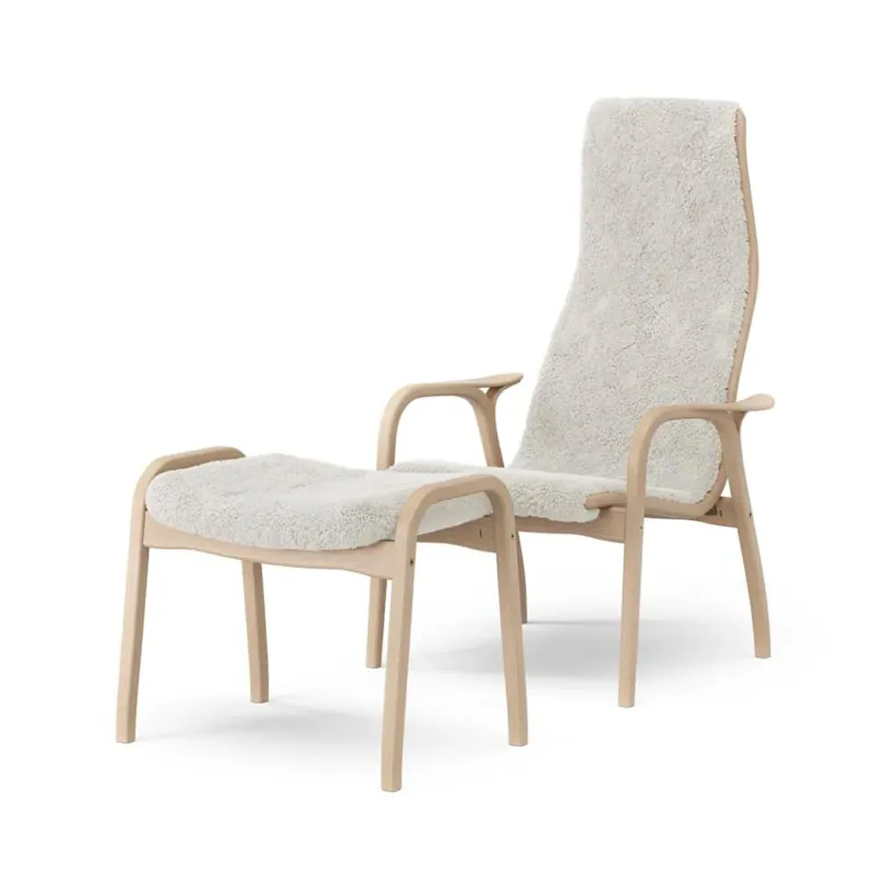 Easy Chair with Footstool - Off White, Beech