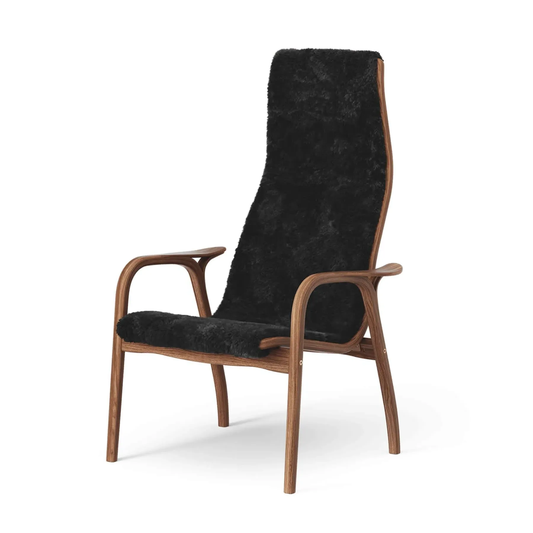 Easy Chair with Sheepskin - Black, Walnut image