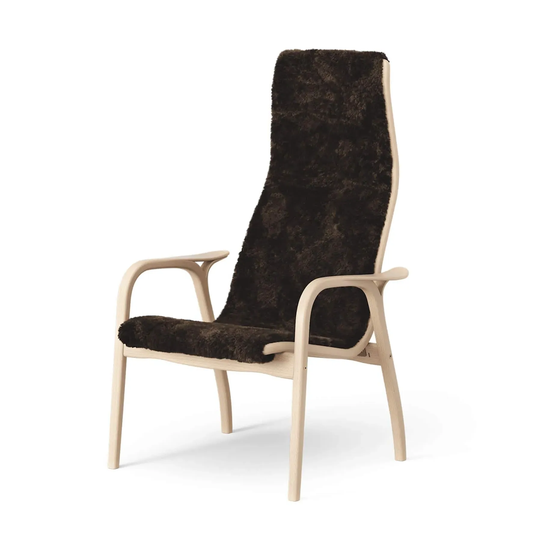 Easy Chair with Sheepskin - Espresso, Beech