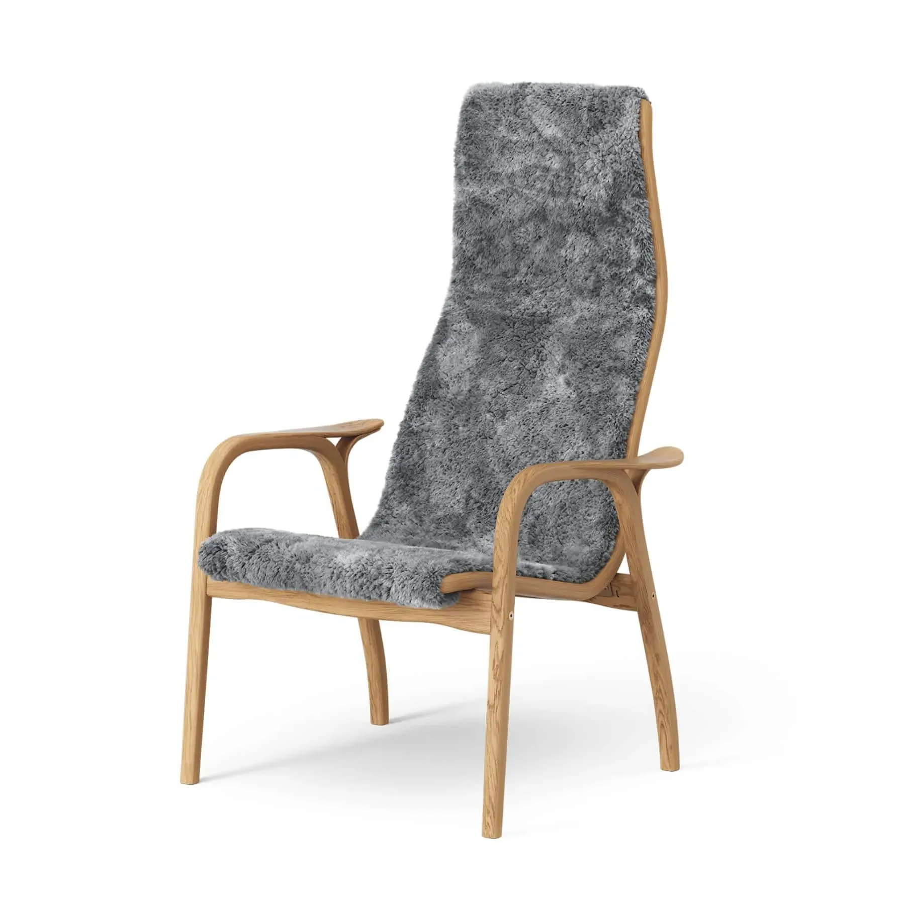 Easy Chair with Sheepskin - Grey, Oak Veneer image