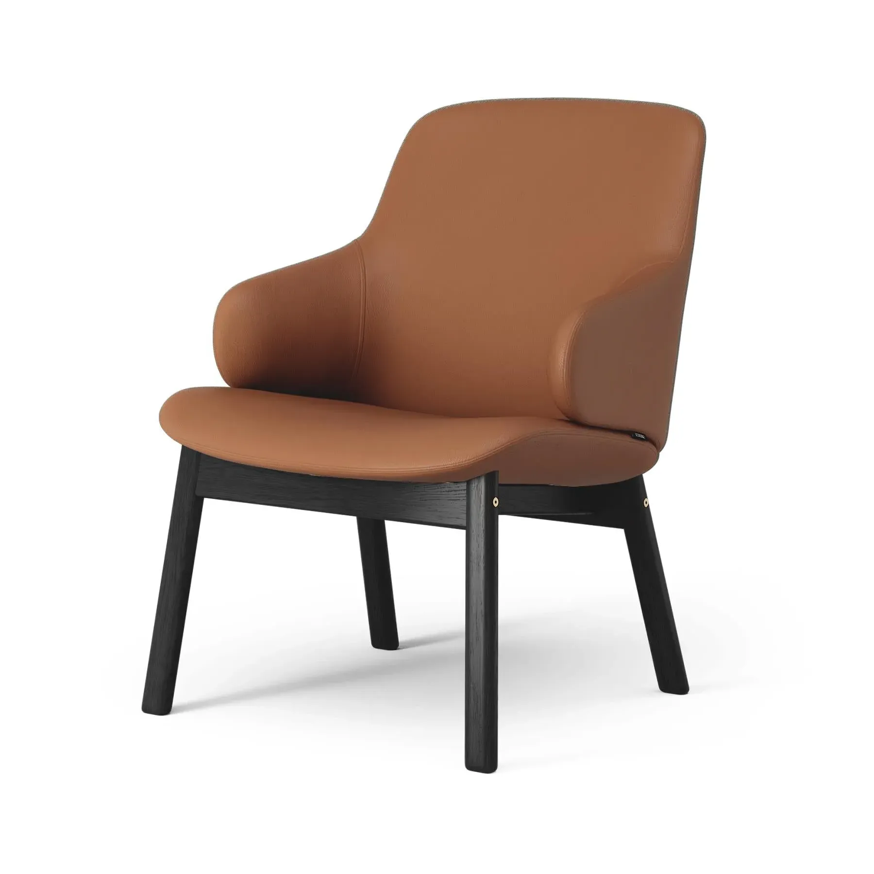 Easy Chair with Wood Legs - Cognac, Leather
