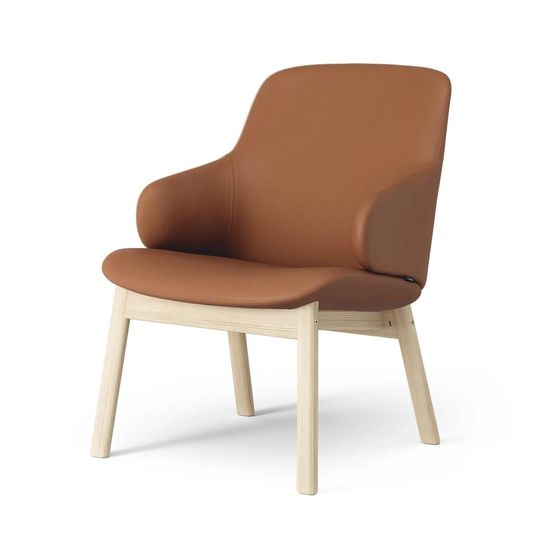 Easy Chair with Wood Legs - Cognac, Leather