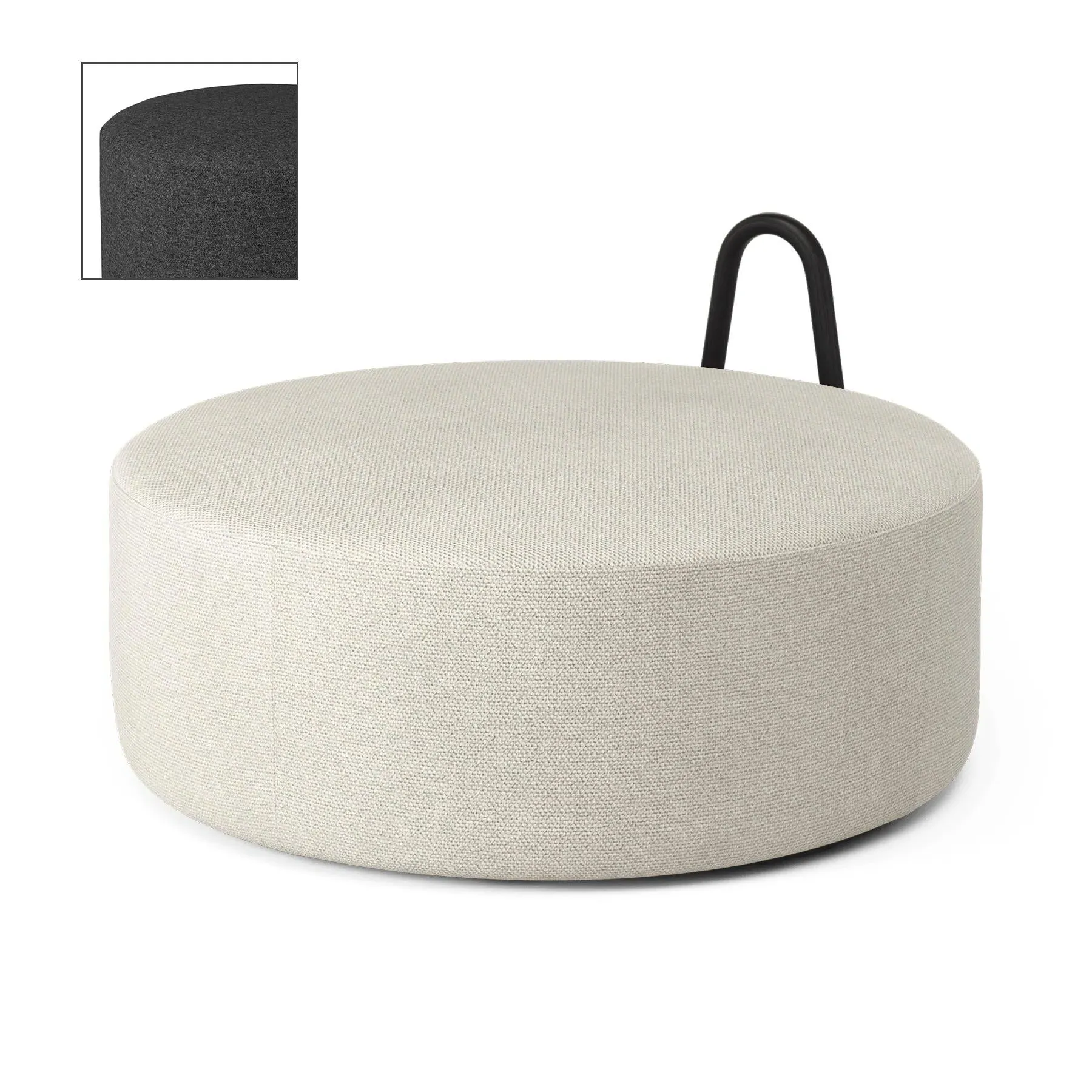 Large Pouf with Handle - Black, Ash
