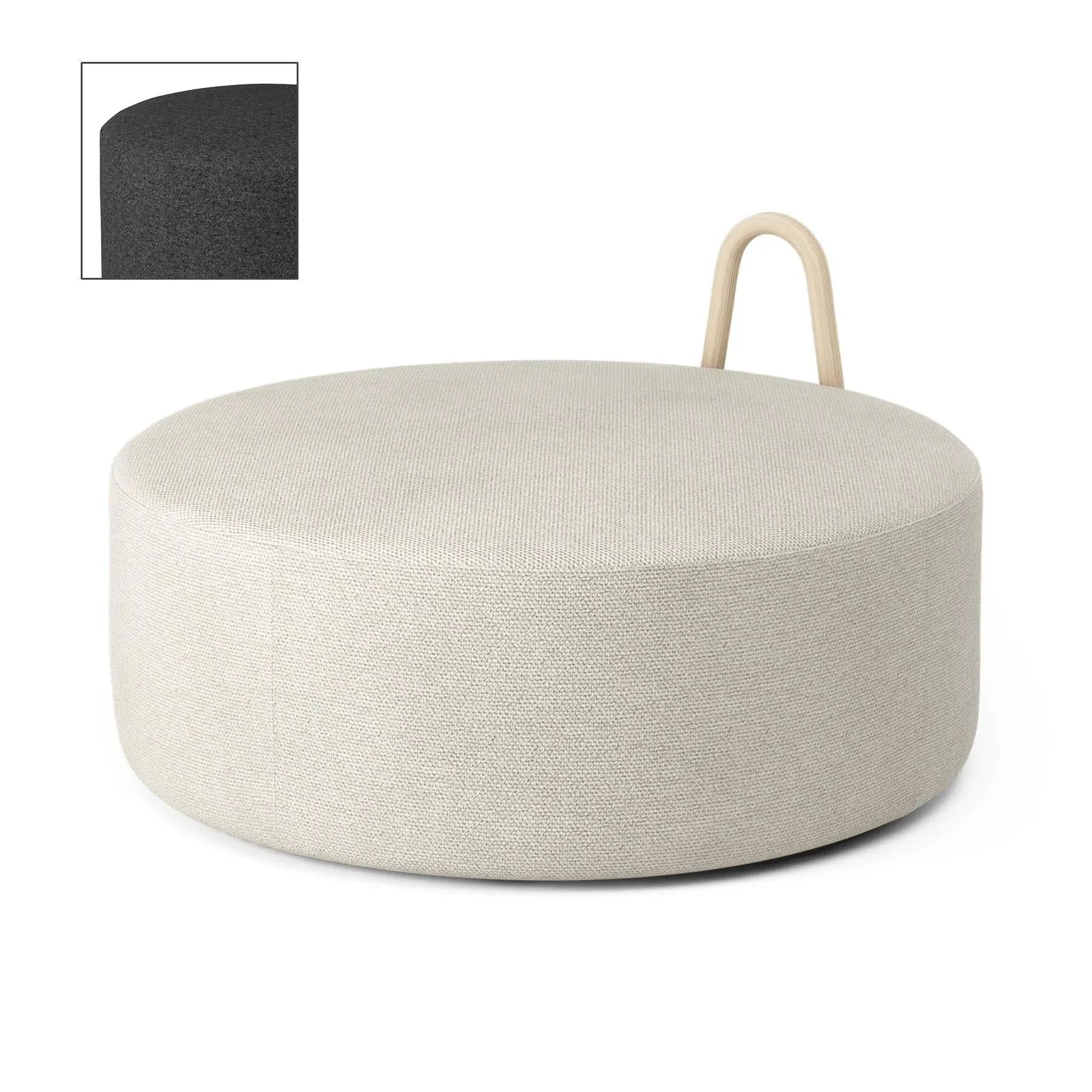 Large Pouf with Handle - Natural, Ash