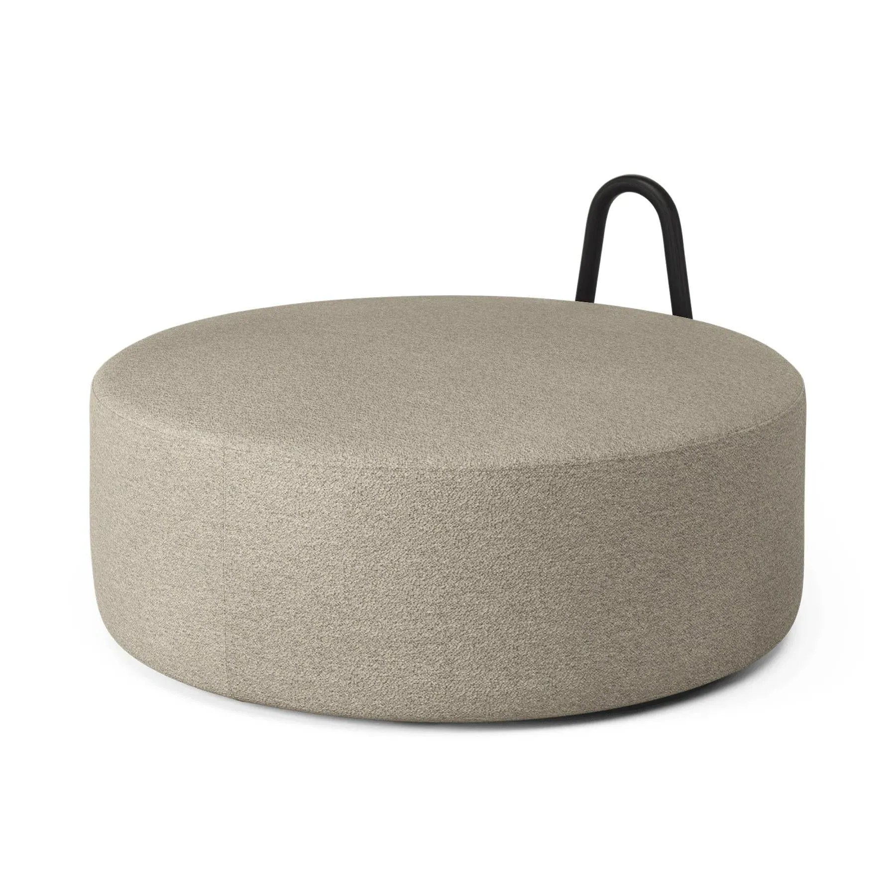 Large Pouf with Steel Frame - Barnum, Black Ash