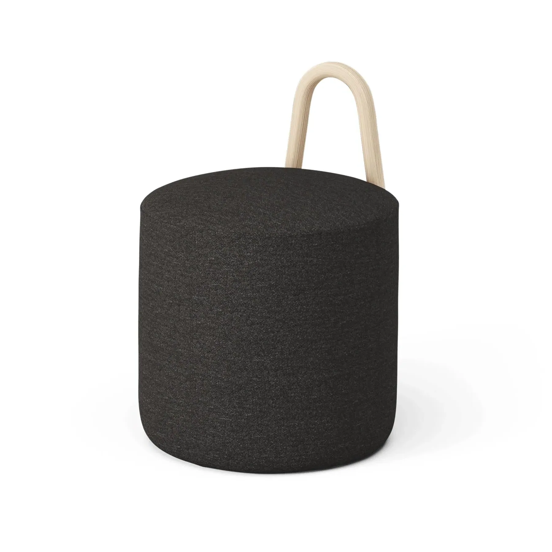 Large Upholstered Pouf - Oiled Oak