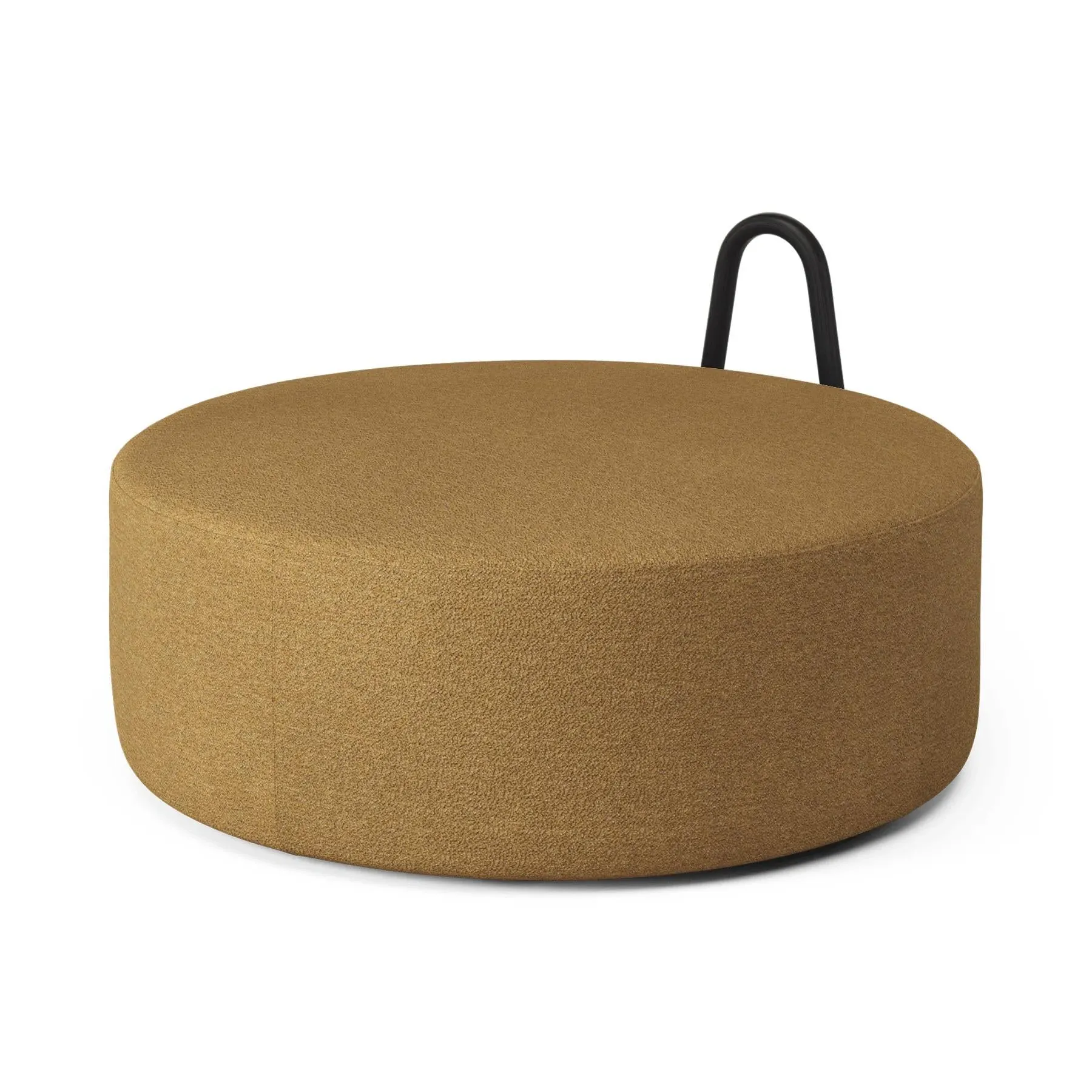 Large Upholstered Pouf with Steel Frame - Ash