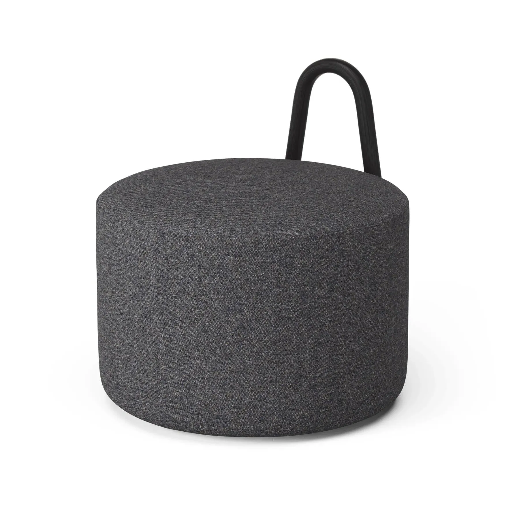 Medium Pouf with Black Ash Handle - Fabric
