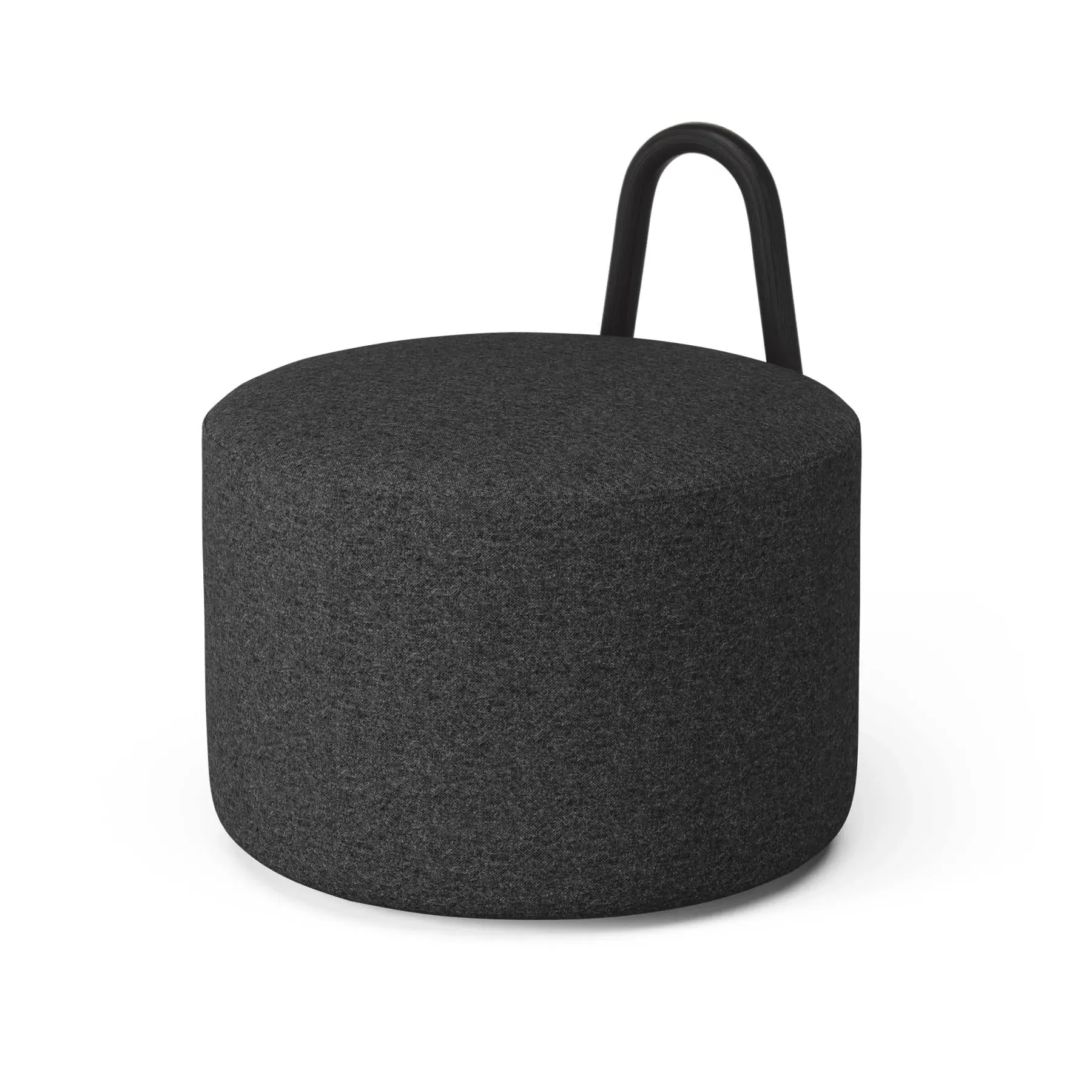 Medium Pouf with Handle - Black, Ash