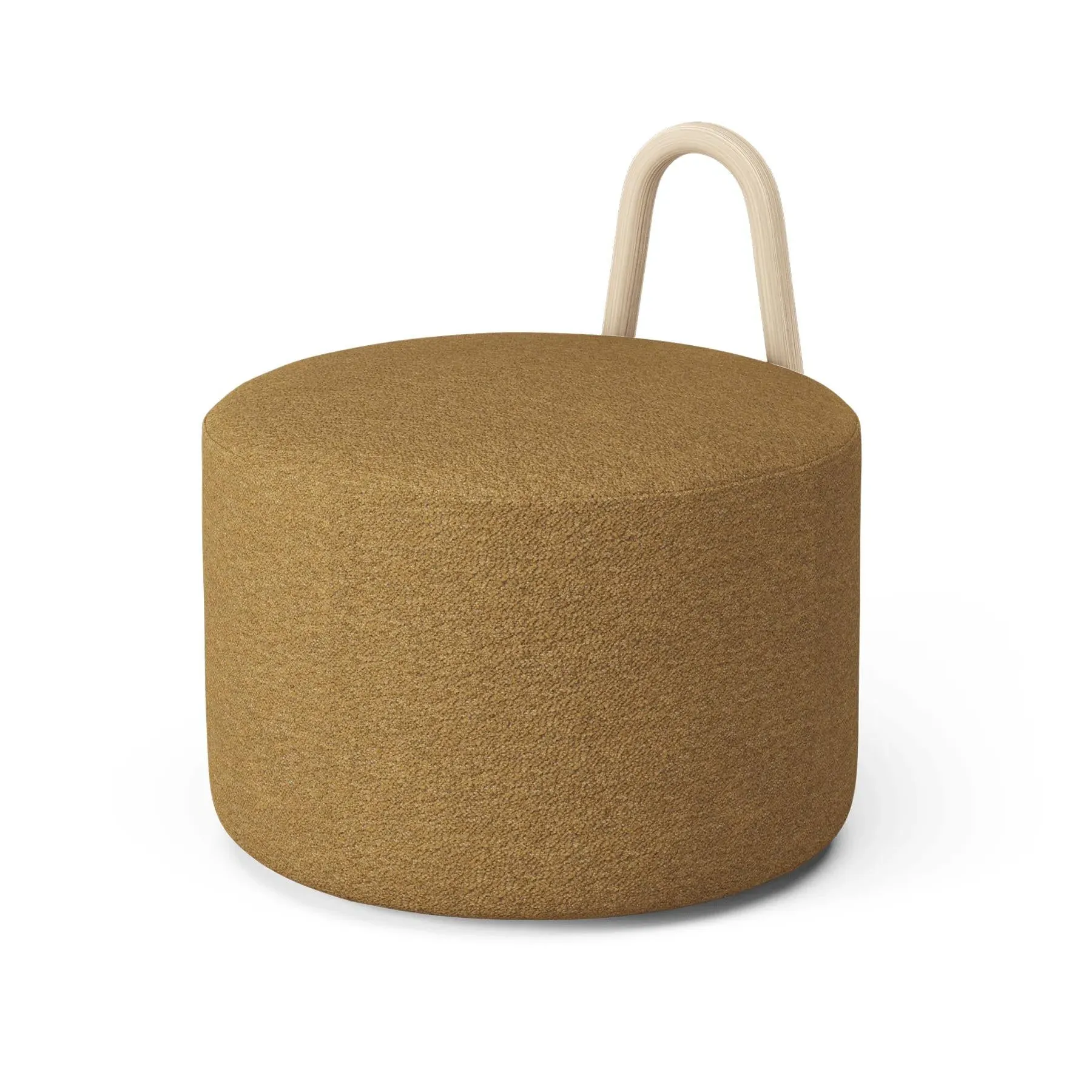 Medium Upholstered Pouf with Steel Frame - Ash