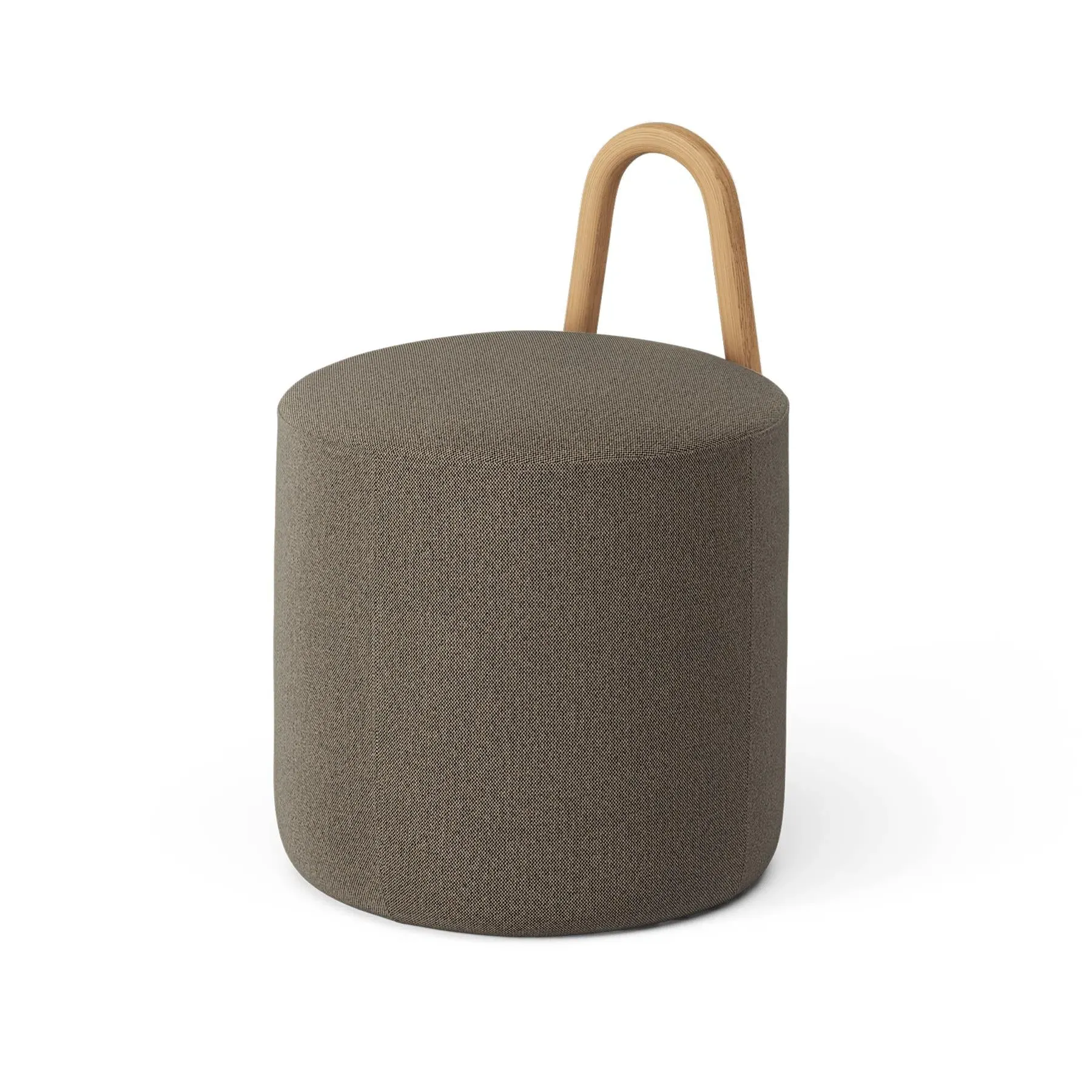 Small Pouf with Handle - Flax, Fabric