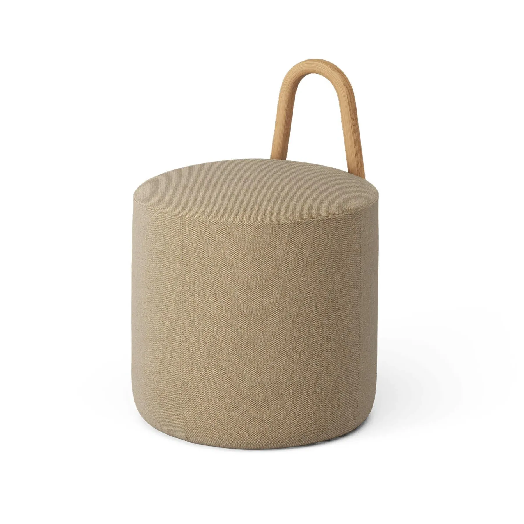 Small Pouf with Handle - Flax, Fabric